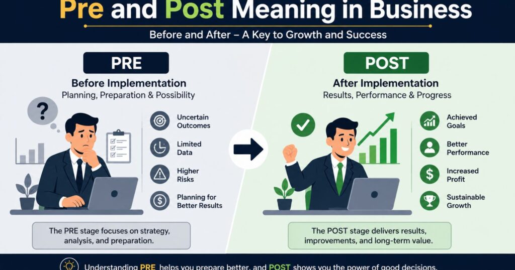 Pre and Post Meaning in Business
